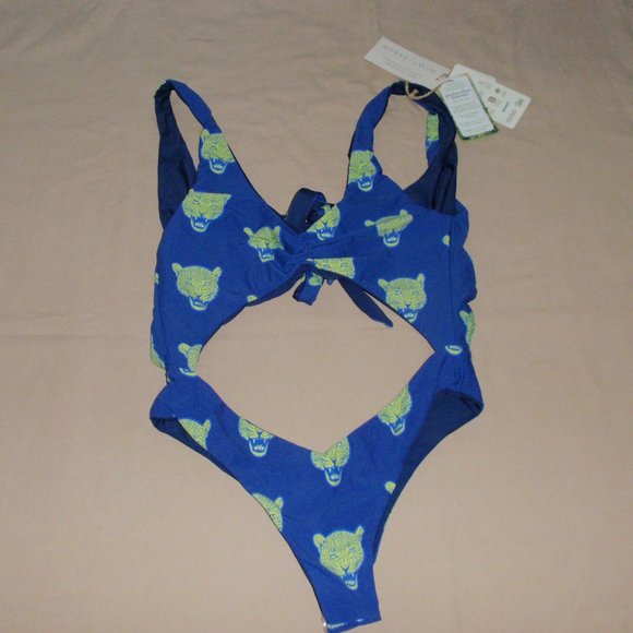 NWT Merve One Piece Pixie Bagheera Swimsuit Reversible Tiger Blue Ties C… - Picture 5 of 14